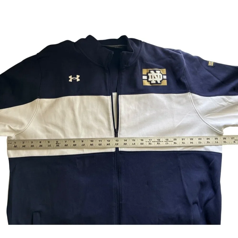 Under Armour Notre Dame Full-Zip Jacket 2XL Navy & White Sports Fan Gear - Picture 5 of 6